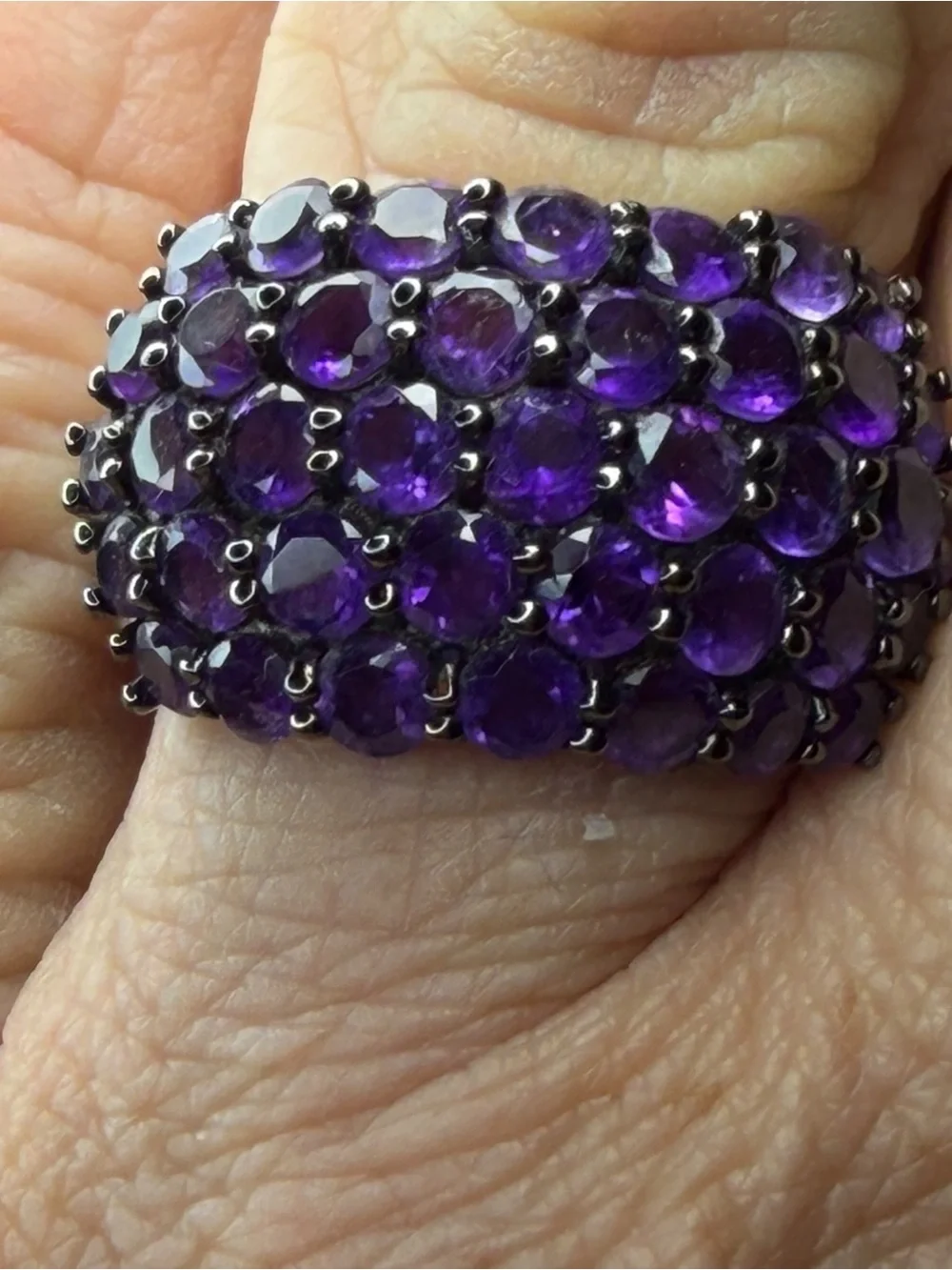 Purple Amethyst Dome Sterling Silver size 11 Ring